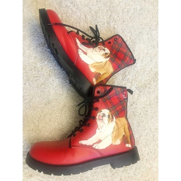 Red combat boots with bulldog #32 - Picture 3 of 9